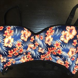 PINK tropical print strappy bralette